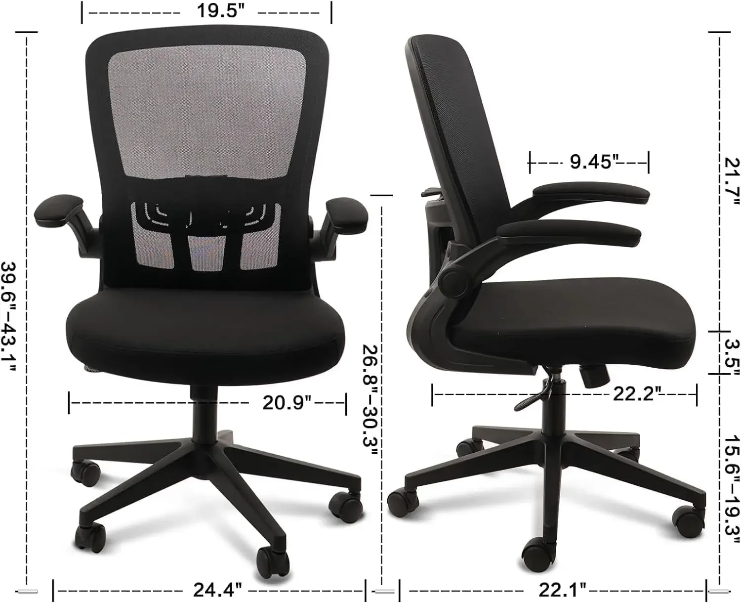 Konferenz stühle 8er-Set mit hoch klappbaren Armlehnen, ergonomischem Netz, höhen verstellbarer und drehbarer Lordos stütze, Konferenz stühlen