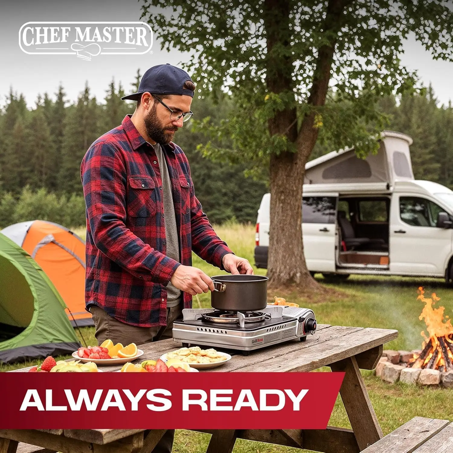 Dual Fuel Camping Stove, Compatible with Butane and Propane, 12000 BTU
