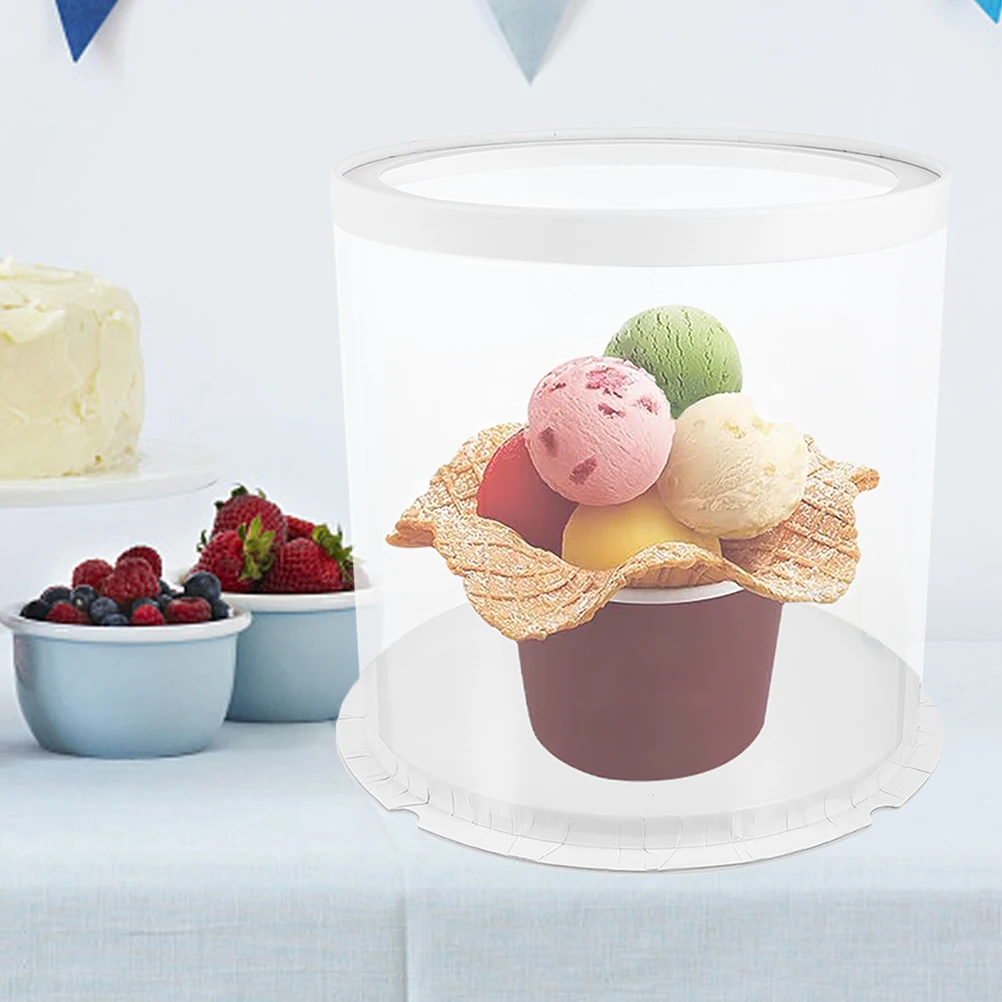 

5pcs Cake Boxes Plastic Round with Clear Dome Lids for Birthday Party 8 Inch Single Layer PET Material Packaging