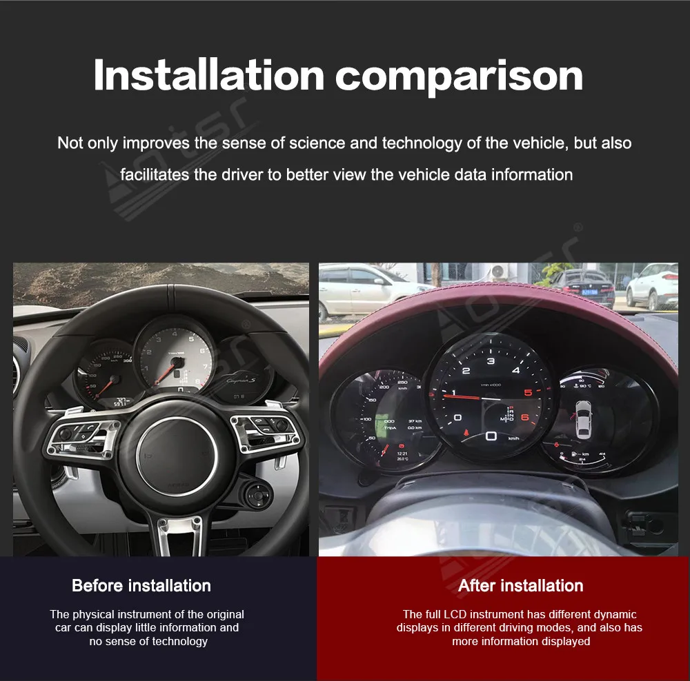 12.3 inch Android Digital Performance Display Dashboard For Porsche 718 LCD Speed Table Car Virtual Information