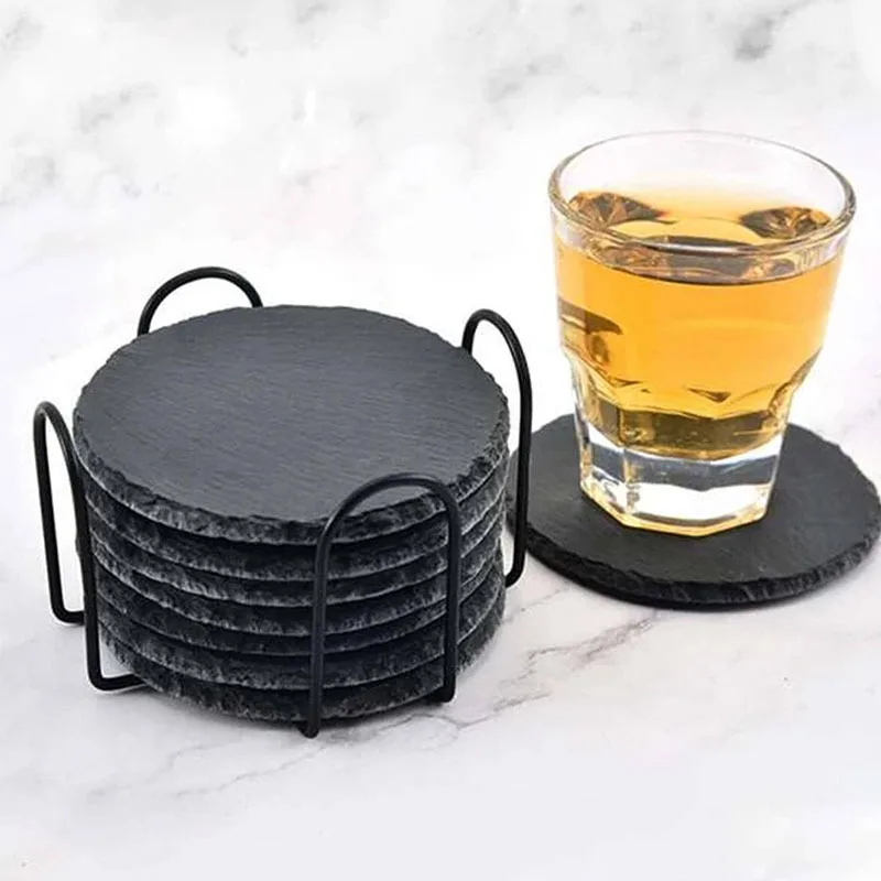 Desktop Coaster Storage Holder, Multifunctional Cork & Ceramic Coaster Rack, Home Kitchen Countertop Organizer Shelf