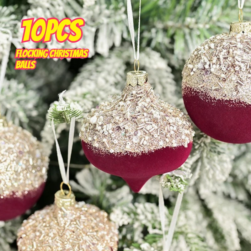 10 шт., флокированные рождественские шары специальной формы, легкие роскошные рождественские декоративные подвесные украшения, вечерние рождественские шары, кулон
