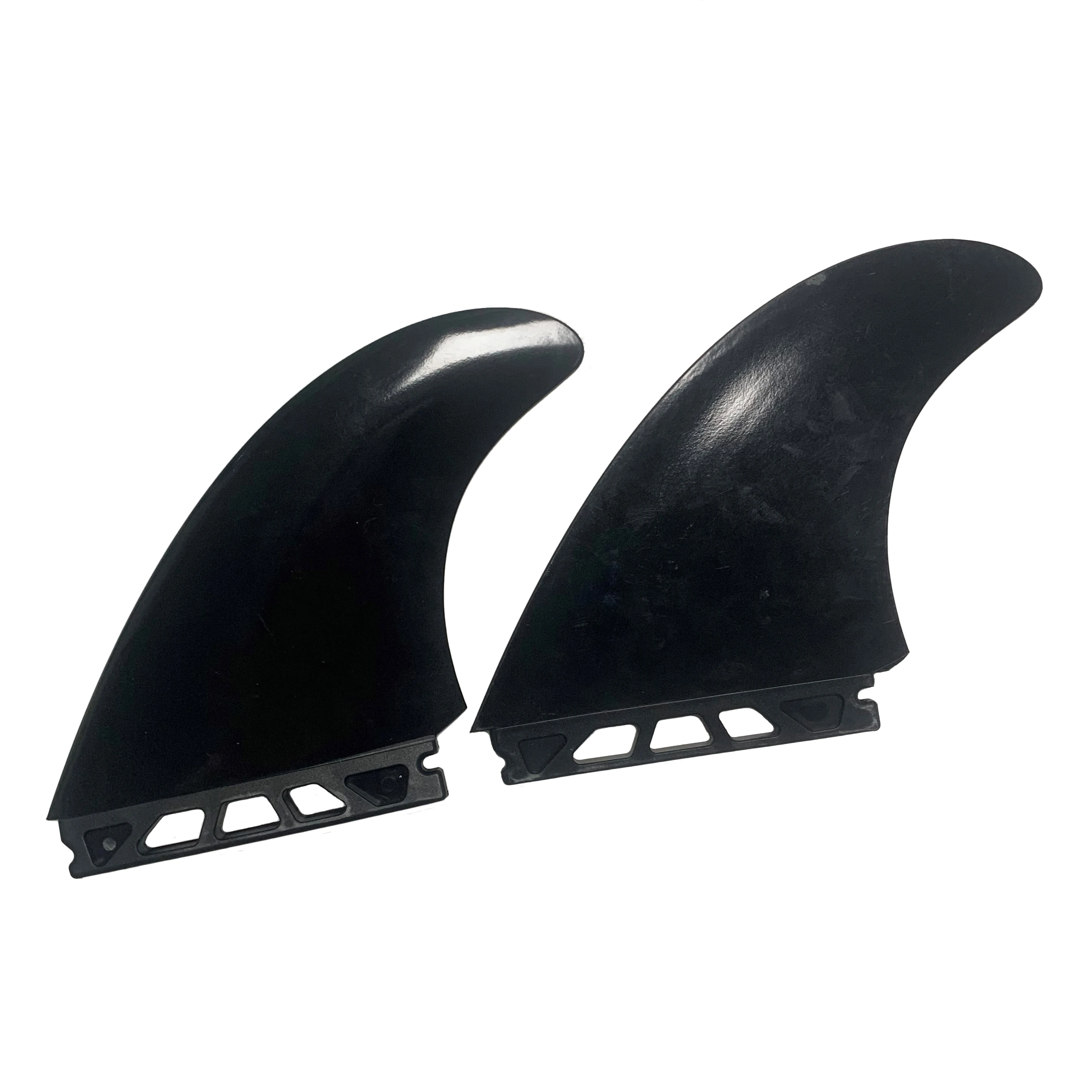 Pinne gemelle pinne a chiglia a linguetta singola pinne da surf in plastica pinna da 4.96 pollici in Nylon nero a linguetta singola Set di pinne a doppia chiglia SUP Longboard pinna laterale