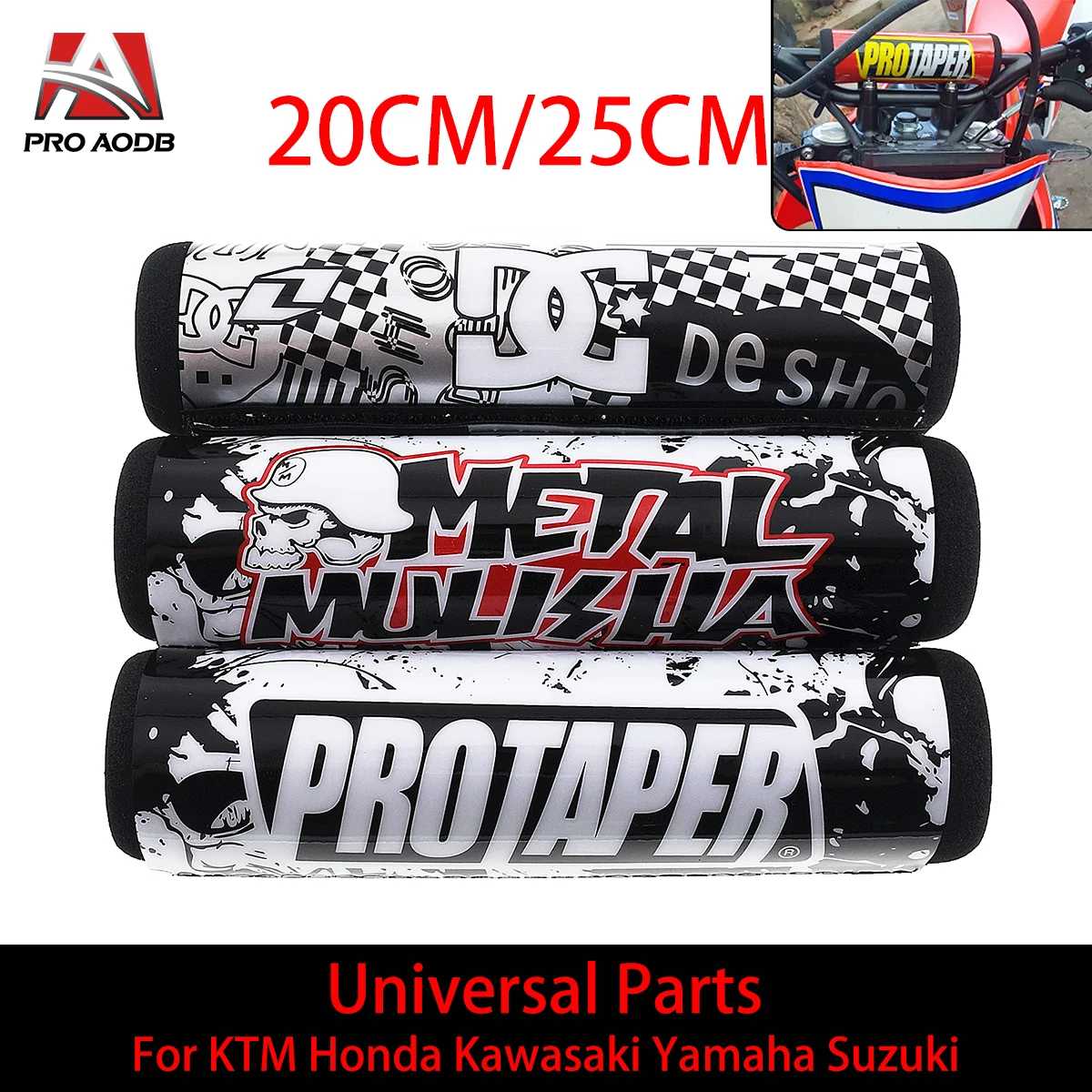 

200mm 250mm Handlebar Bar Pad 7/8 Bike Motorcycle Cross Chest Protector Grips For Yamaha KTM Kawasaki Suzuki Honda Dirt Bike Etc