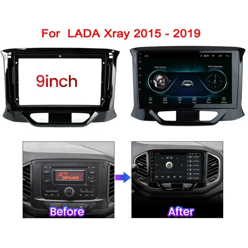 9inch big screen universal android Car radio Frame Adapter Kits Fascia Panel For LADA XRAY 2015-2019  car panel Radio Audio Dash