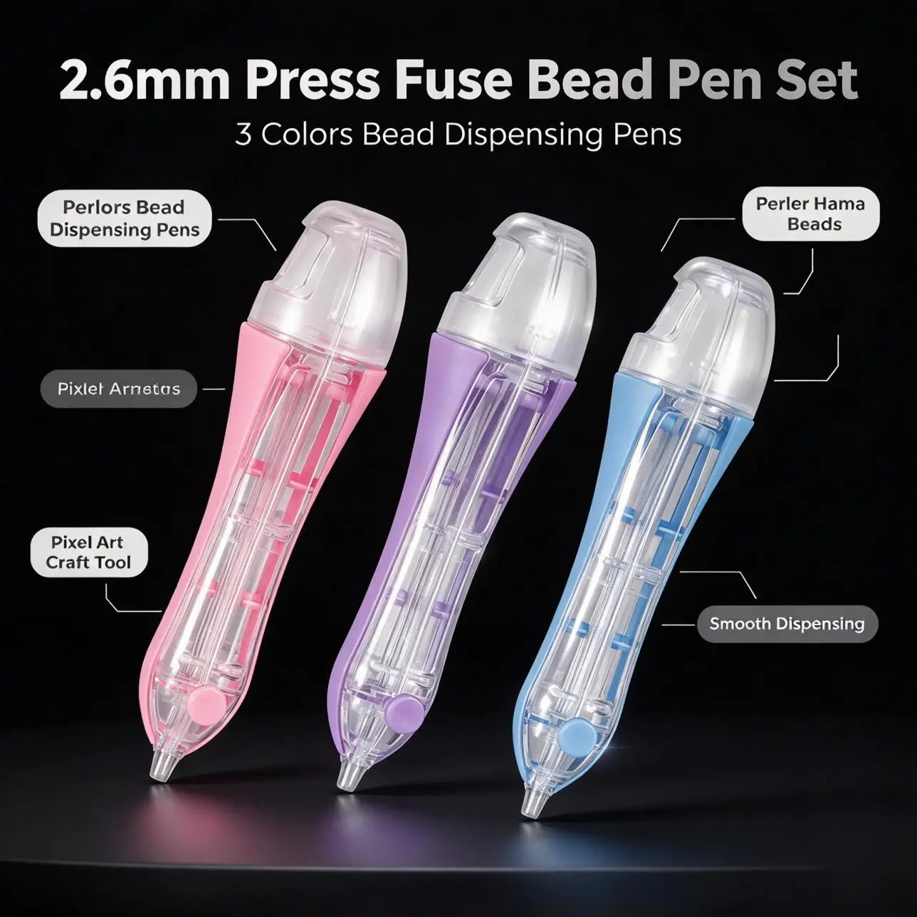 2.6mm fuse bead pen/dispenser set—a DIY pixel art kit designed specifically for beginner-level craft projects.
