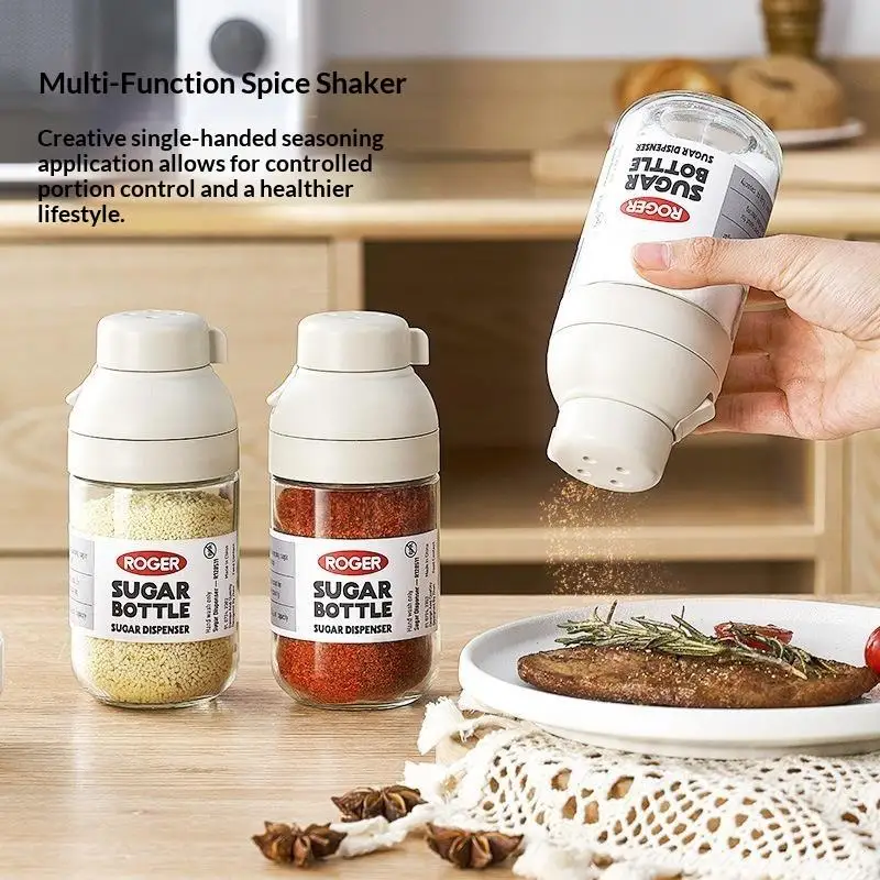 Kitchen Transparent Glass Seasoning Bottle Household Metering Control Salt Jar Sealed Seasoning Seasoning Jar