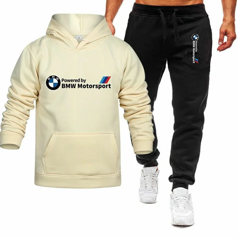 2025BMW Cross-Border Foreign Trade Casual Sweatshirt Men's Fleece-lined Sweater Hooded Pullover Hoodie Casual Trend Sweater