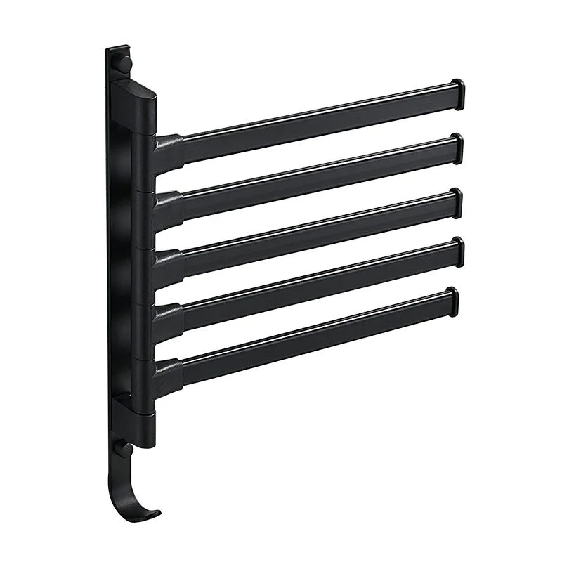 5 Bars Folding Moving Towel Bars Mount Wall Bathroom Bath Towel Racks Towel Storage Towel Rack Cabinet Door Hanger Holder