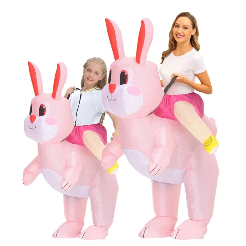 O Adult Kids Bunny Rabbit Inflatable Costume Anime Mascot Performance Clothes Halloween Party Carnival Easter Cosplay Costumes O