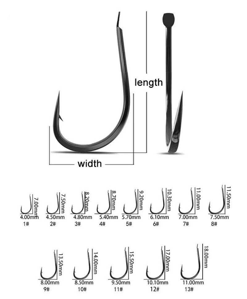 1piece Fishing HooksCarbon Stainless Steel Size 1 - 13 Barbed