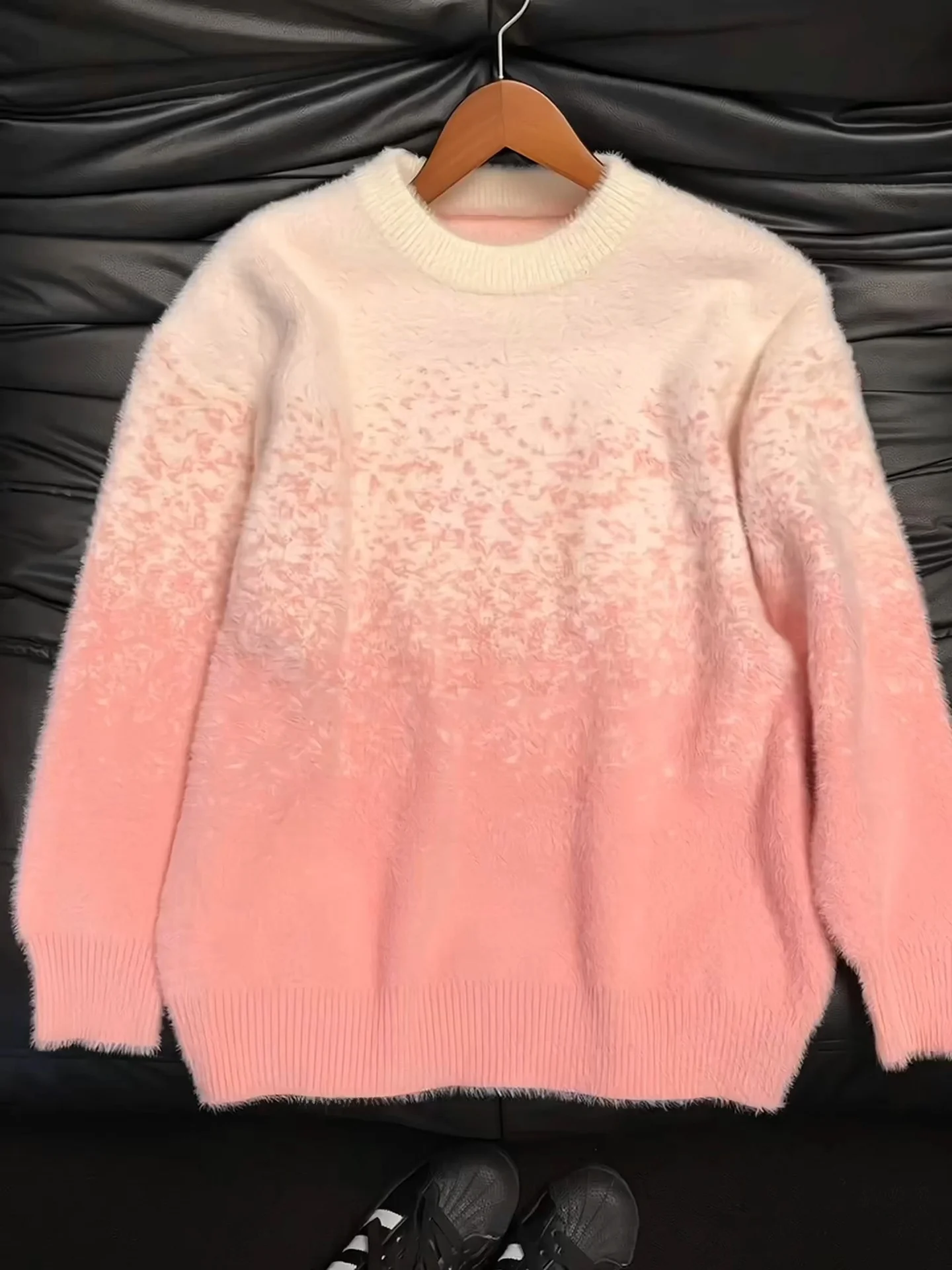 

Men's adient Dyed Fce Lined Knitwear Soft Cozy Winter Sweater Lazy Sle High End Feeling Outerwear Pastel Pink Oversize...