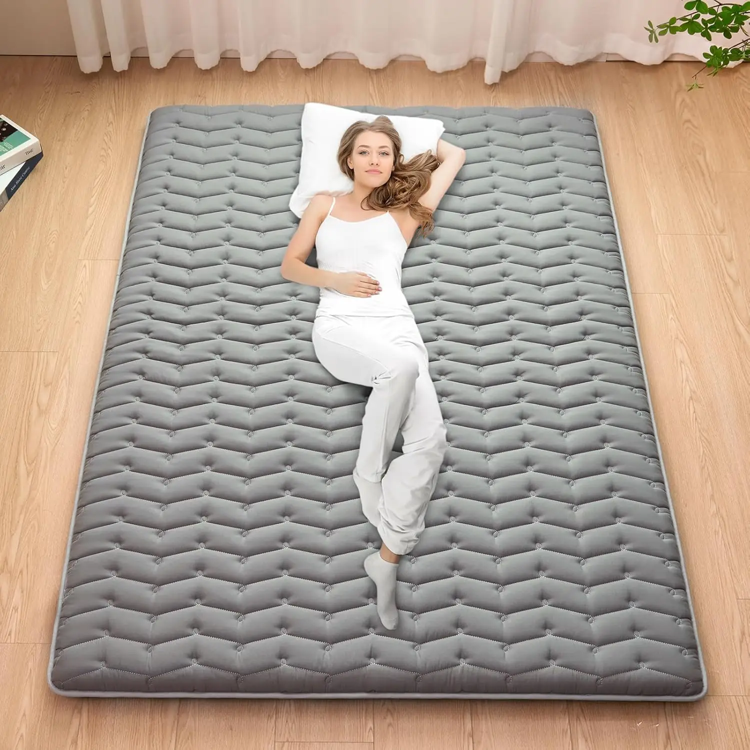 

Premium Foam Japanese Futon Floor Mattress Twin Size 39"x 80",100% High Density Foam Comfortable Floor Mattress,3.2" Thicken Fol