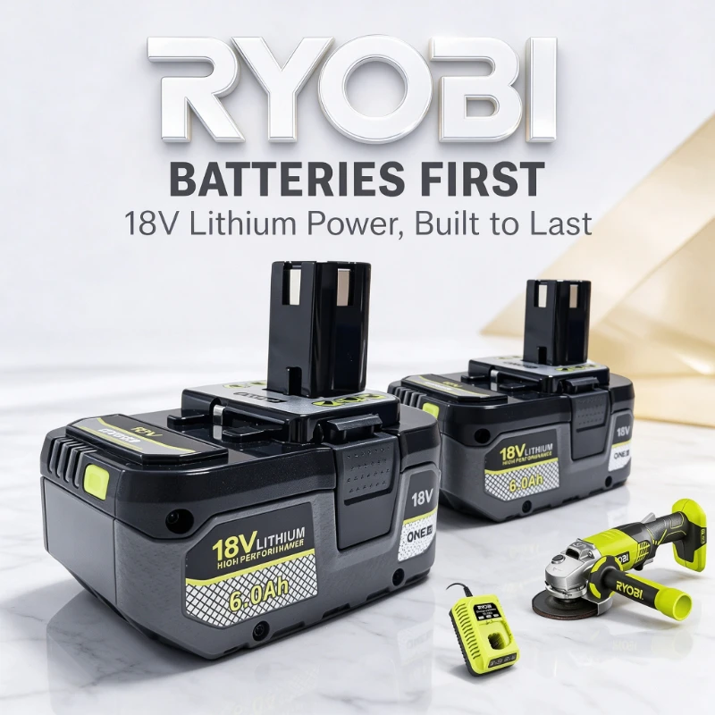 Original RYOBI PBP1008 18V ONE+8Ah High Performance Lithium Battery,8X Longer Runtime for Construction Site Handheld Power Tools