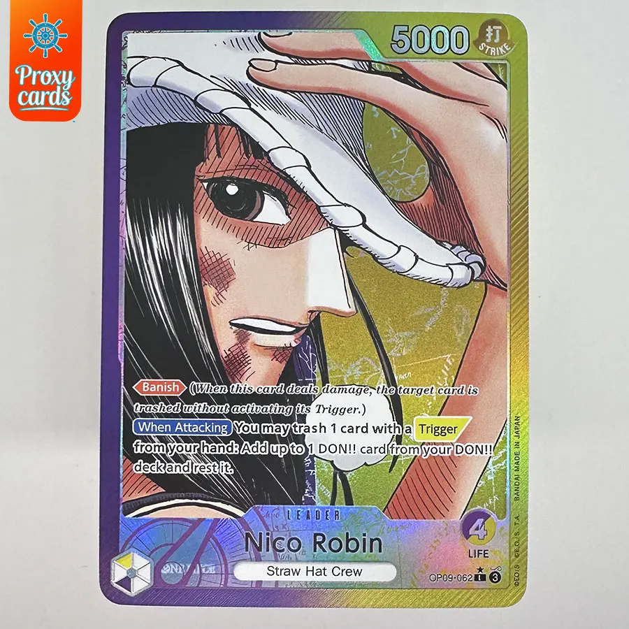 Proxy One Piece TCG OP09 Ultra Rare Leader Cards Marshall D Teach Nico Robin Monkey D Luffy Shanks Anime Collectible Trading