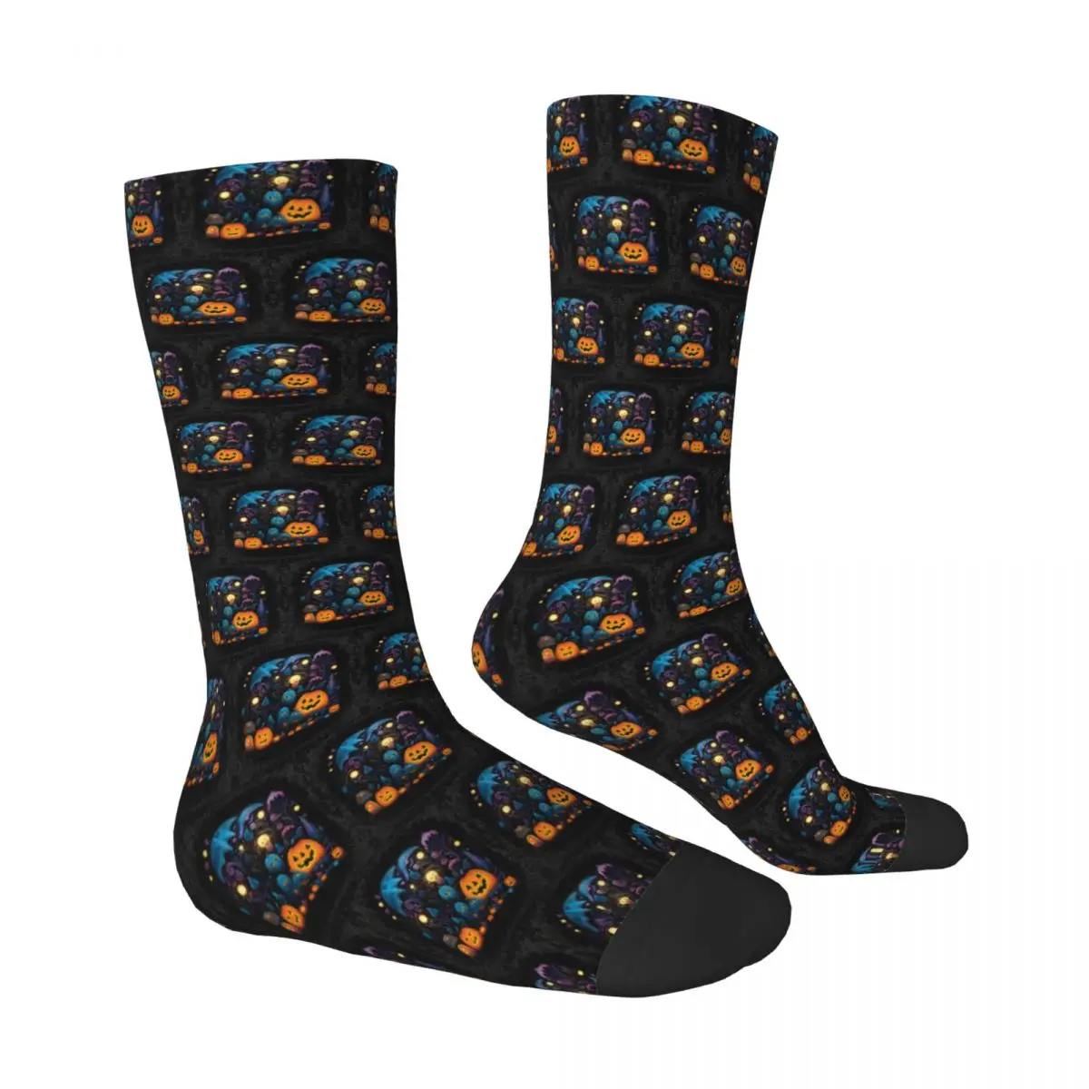 Calcetines de Halloween otoño peculiar calabaza brujas búhos medias góticas adultos hombres capaz calcetines patrón correr deportes calcetines antideslizantes