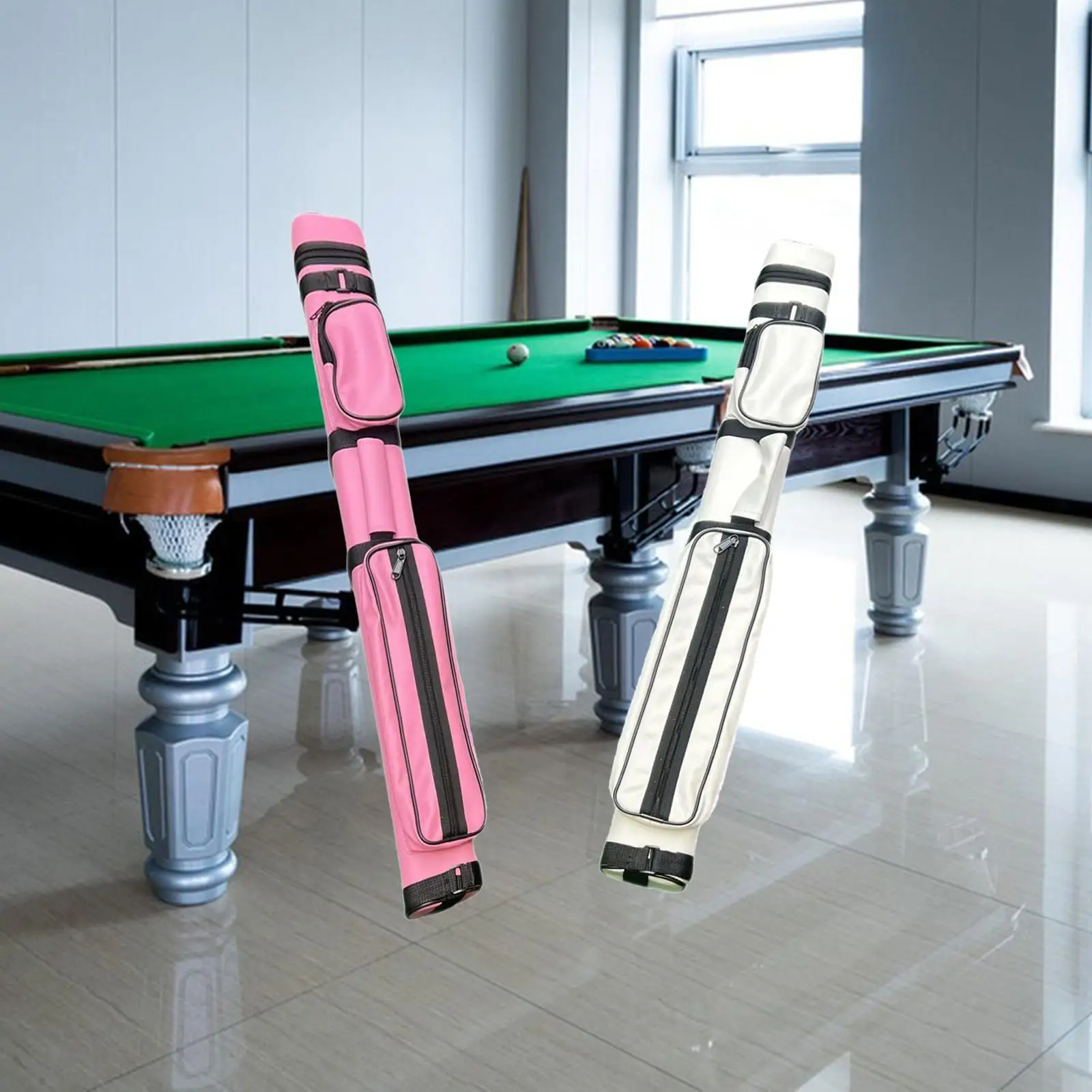 Pool Cue Carrying Case 4 Holes Organizer Protector Portable Zipper PU Leather Accessories Professional Billiard Pool Cue Bag