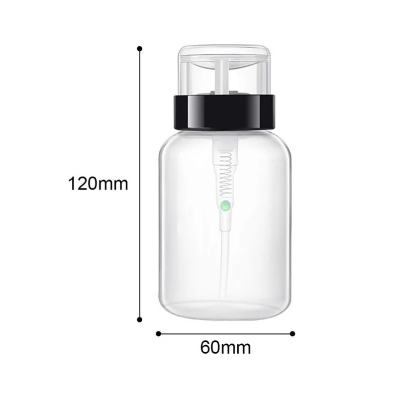 200ml Pump Press Bottle for Nail Polish Remover Cleaner Empty Plastic Makeup Remover Alcohol Pumping Liquid Manicure Container