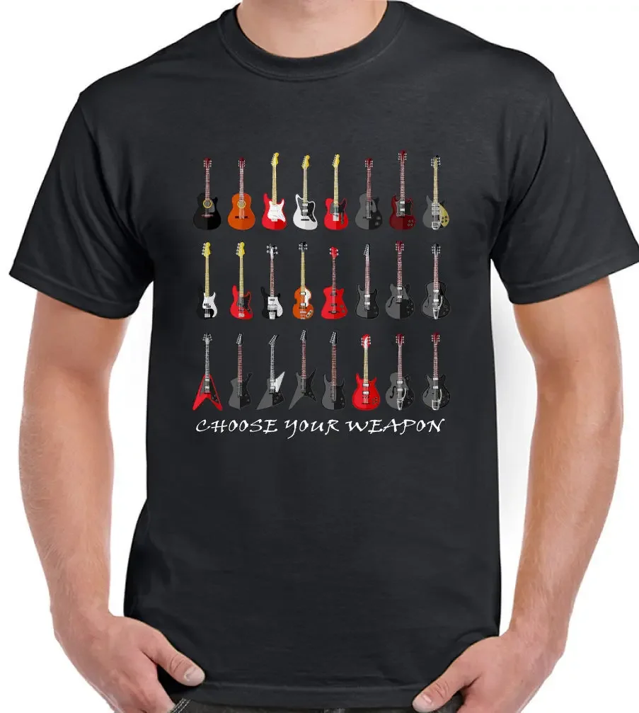 Brand Clothing Men T Shirt Choose Your Weapon - Mens Funny Guitar T-Shirt Electric Acoustic Bass Strings Men'S Tee Shirt