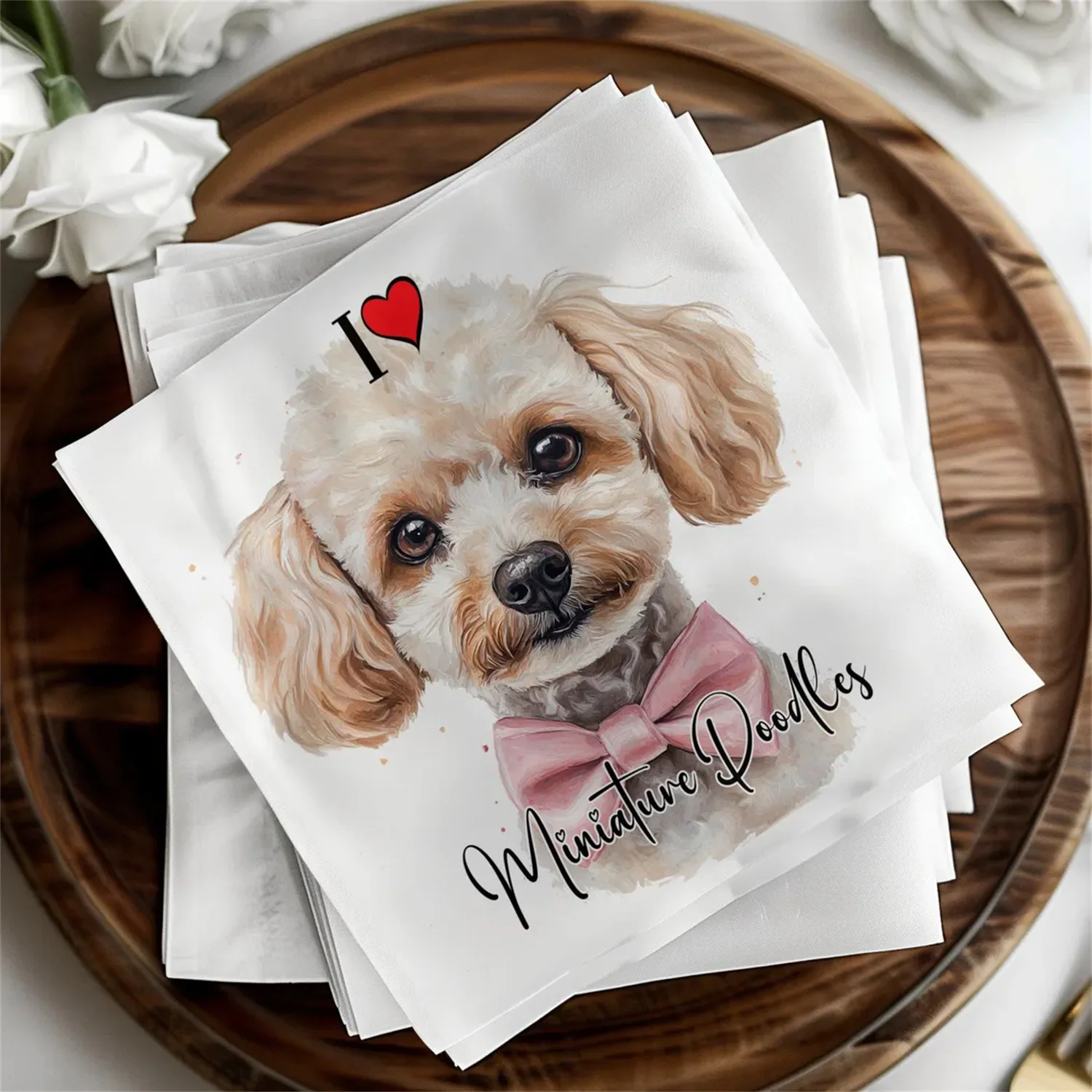 50 PCS Miniature Poodle Cocktail Napkins, Poodle Dog Napkins, Pet Portrait Napkins, Pet Lover Decor, Pet Cocktail Napkins, Dog P