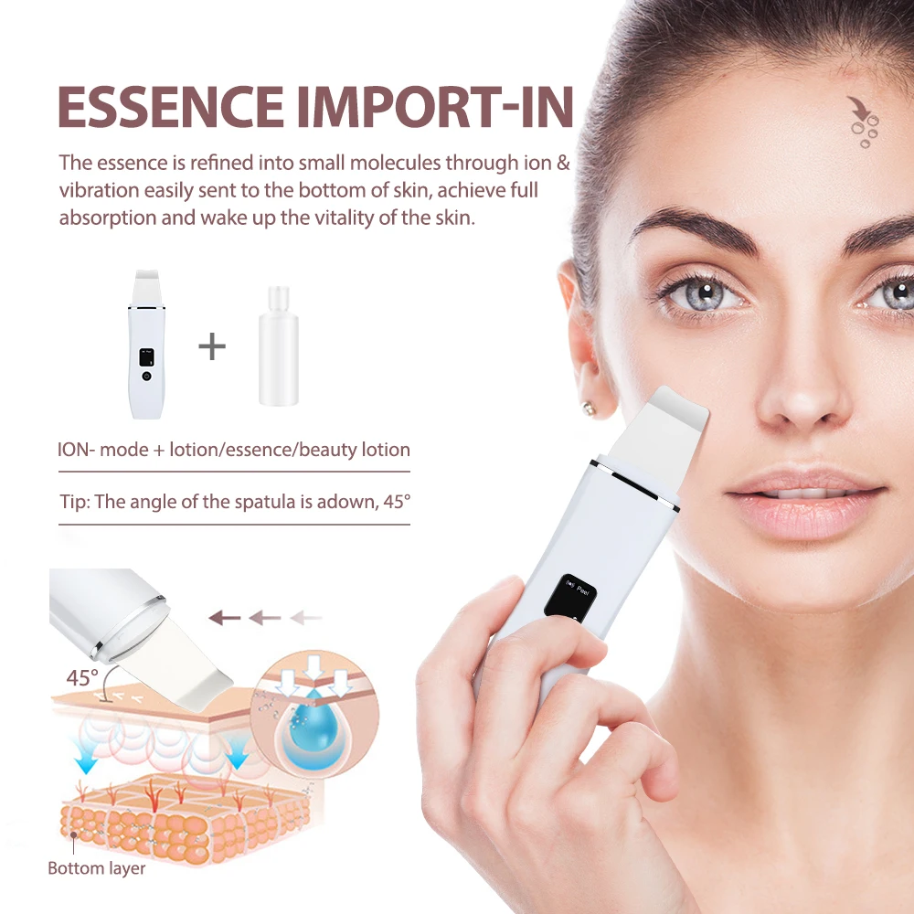 Épurateur de peau à ultrasons Peeling dissolvant de points noirs nettoyage en profondeur du visage nettoyeur de pores d'acné à ions ultrasoniques épurateur de pelle pour le visage