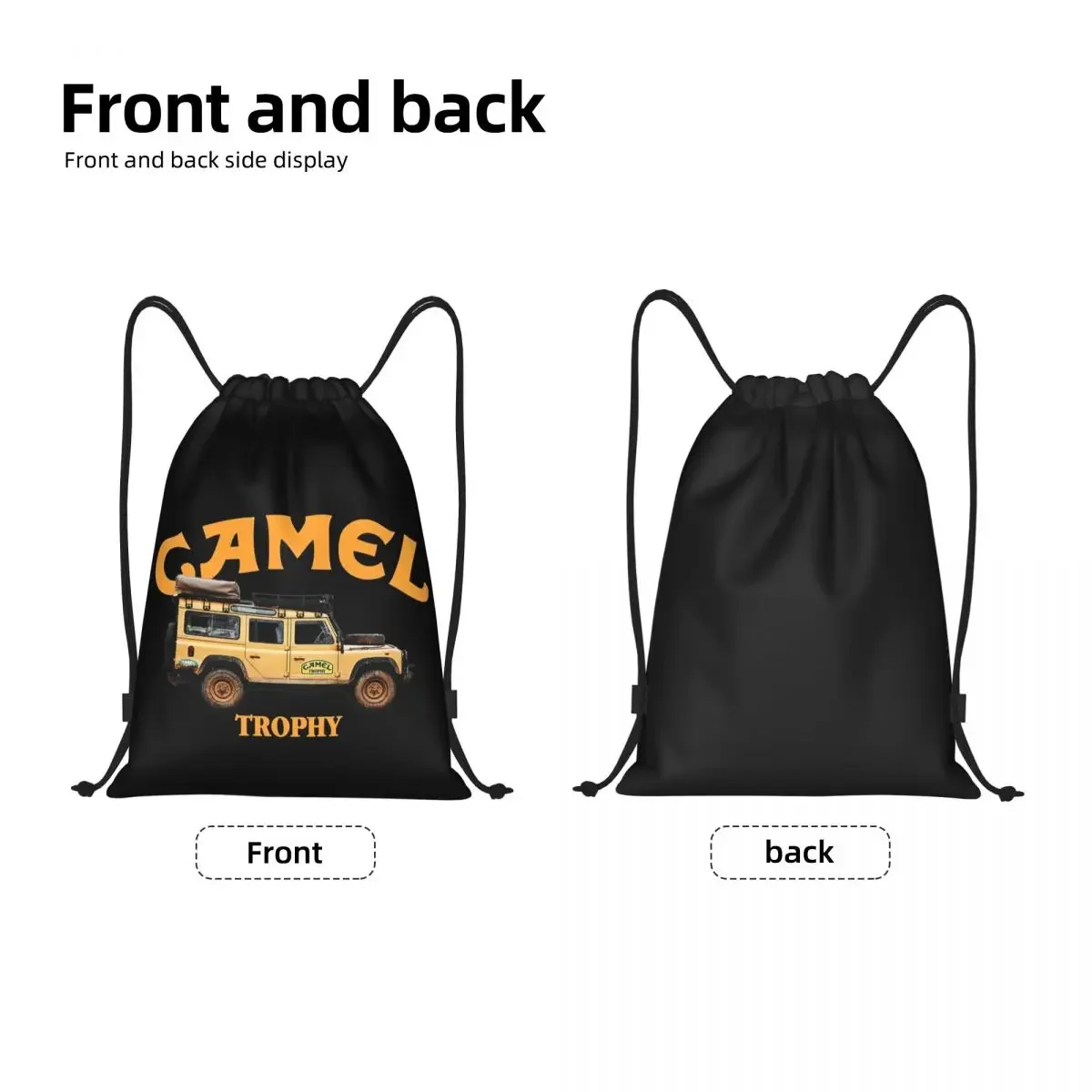 Custom Camel Trophy Defender 110 Drawstring Bag Women Men Lightweight Sports Gym Storage Backpack