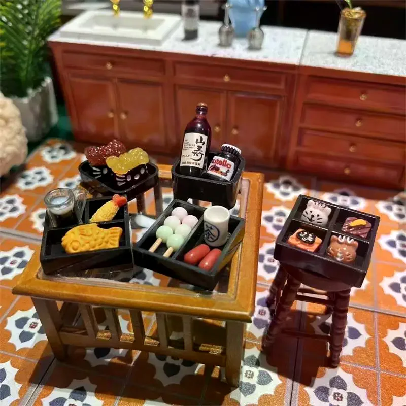 キッチンアクセサリー子供ごっこ遊びおもちゃ装飾モデルセットギフトドールハウス日本料理食品5点セットミニチュアモデル