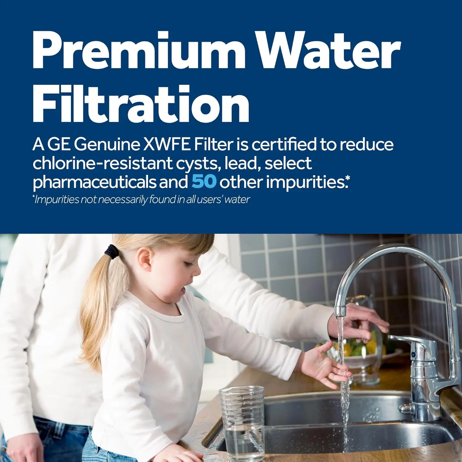 XWFE Refrigerator Water Filter, Genuine Replacement Filter, Certified to Reduce Lead, Sulfur, and 50+ Other Impurities, Repla