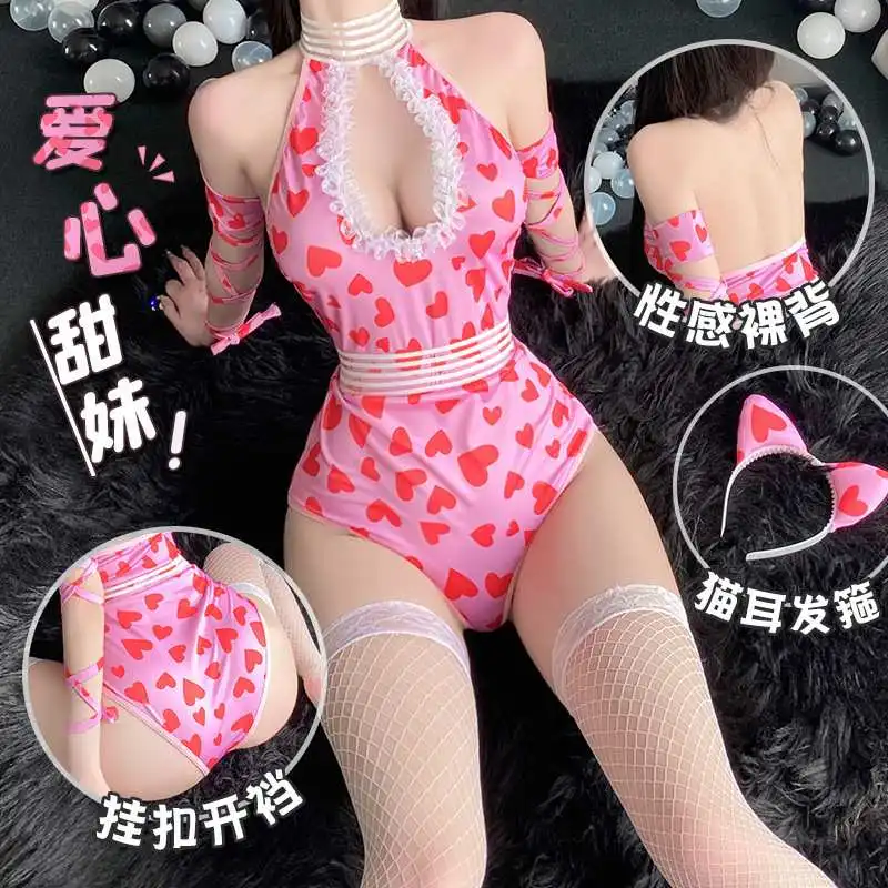 

New Design Women's Sexy Roleplay Cat Lingerie Underwear Adult Lady Sweet Theme Party Cosplay Bodysuit Fliter Outfits