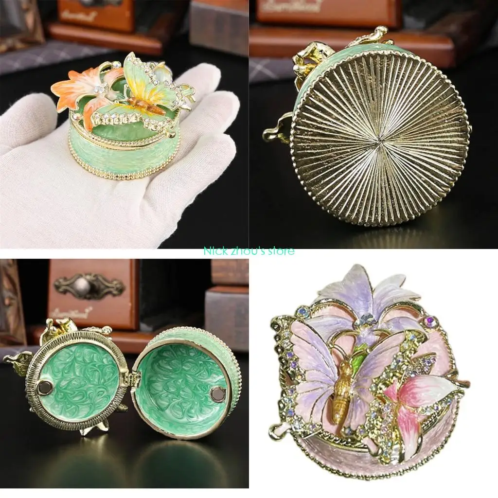 

E15E Decorative Enamel Jewelry Organizers Stainless Steel Structure With Spacious Compartments And Smooth Lid Mechanism