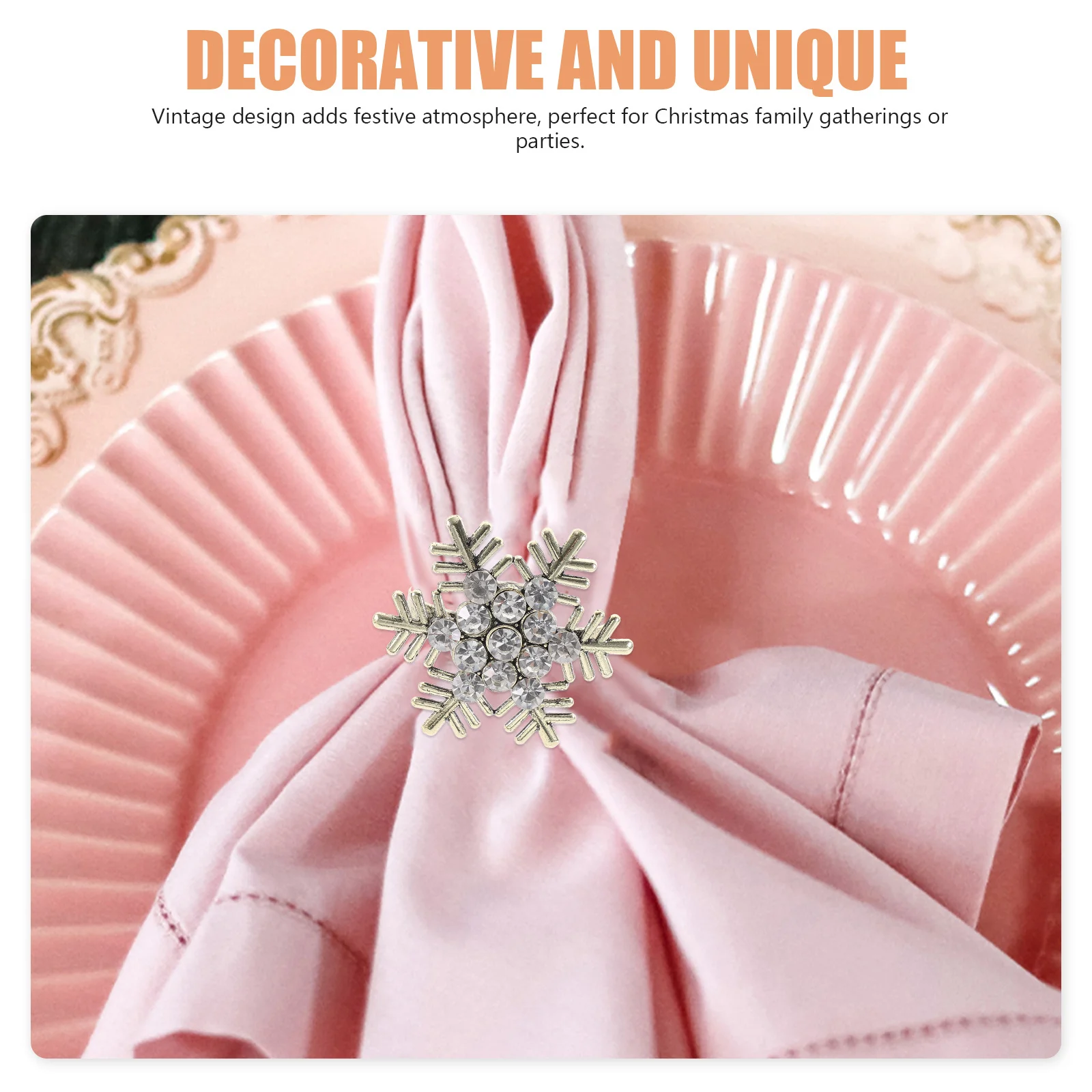 

6 шт., кольца для салфеток, сплав, снежинка, дизайн, Рождественская вечеринка, декор стола, праздничная пряжка для салфеток, праздничный аксессуар для сбора ужина