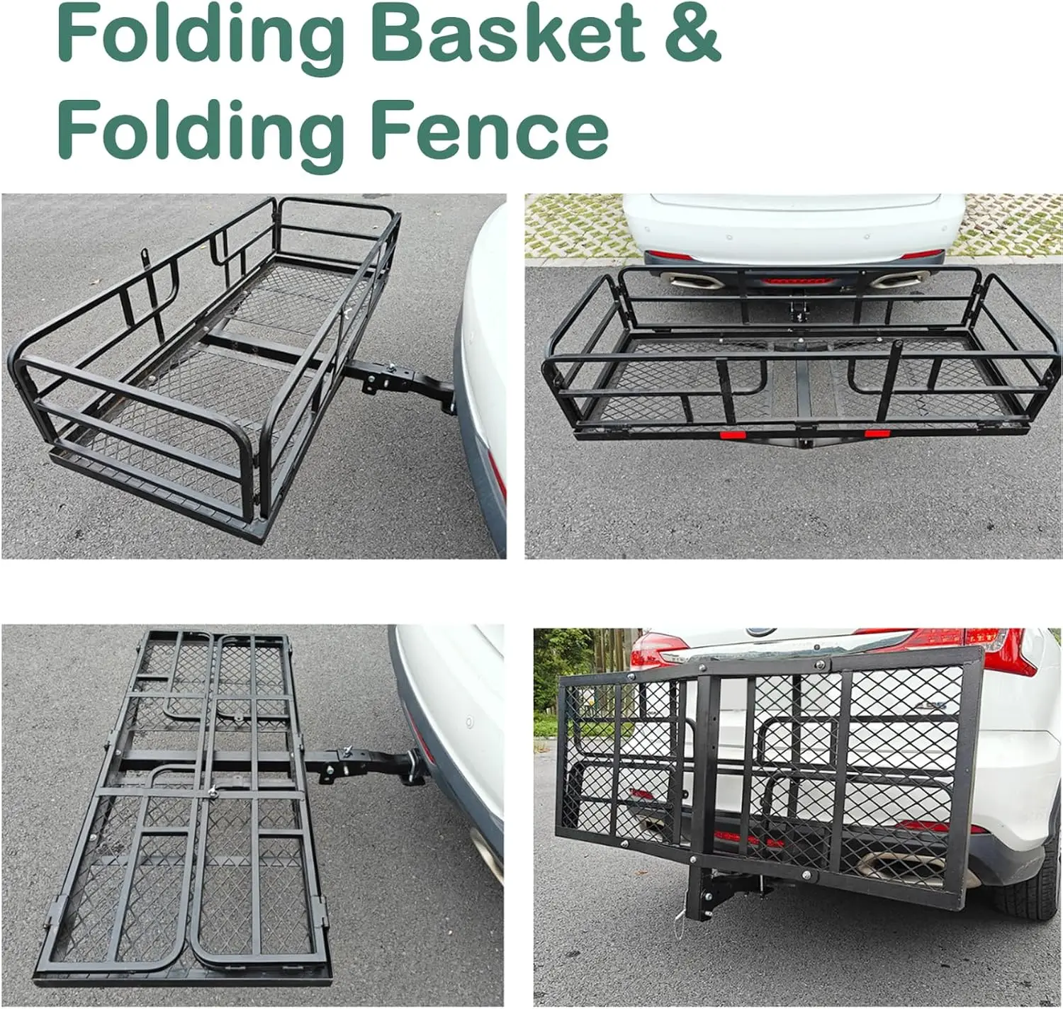 Cargo Carrier Basket - Comes with Bike Rack Fits 2  Fat-Tire Electric Bicycle with Folding Heavy Duty Trailer 5