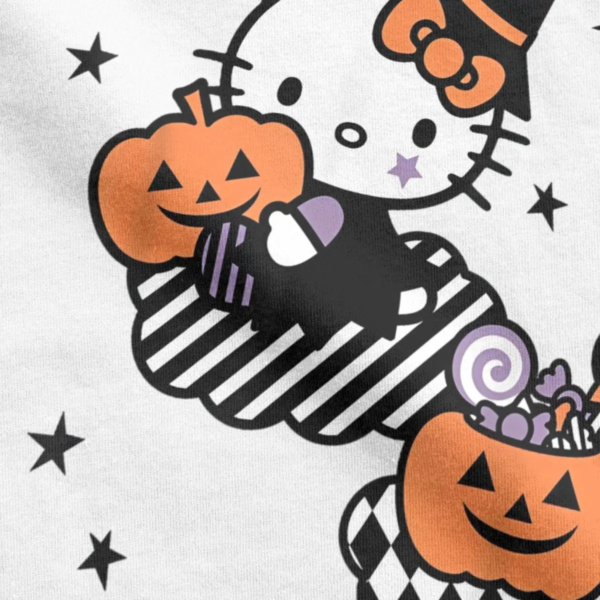 Hello Kitty Trick Or Treat Halloween Men\'s T Shirts Hipster Tees Short Sleeve O Neck T-Shirts Cotton Graphic Clothes