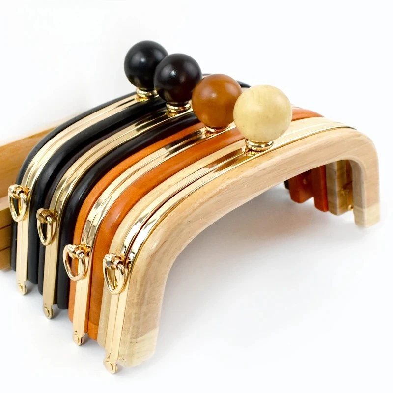 

1Pc 20.5cm Natural Wooden Handle Buckle for Clutch Bag Purse Frame Locks Handbag Kiss Clasp DIY Luggage Buckles Accessories