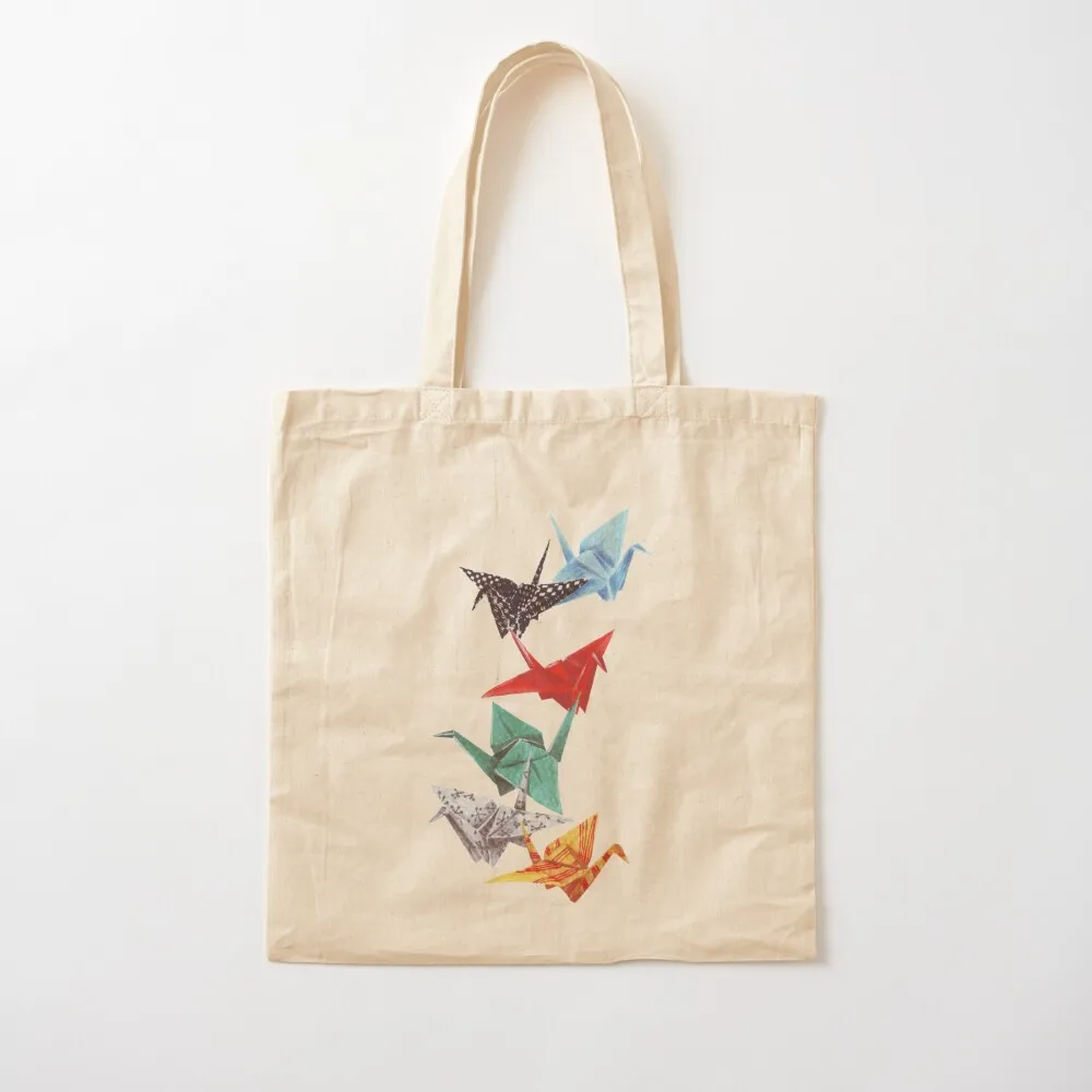 

Mixed Media Origami Cranes Tote Bag shopper bag women canvas reusable shopping bag Canvas shoulder Canvas Tote