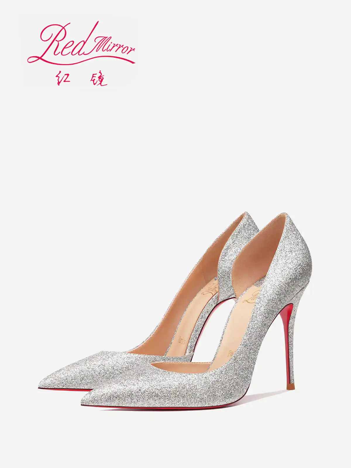 Woman shoes 2025 new Women heels shoes 12cm super high heels pumps Shining Silver sexy red sole pointed thin single order shoes