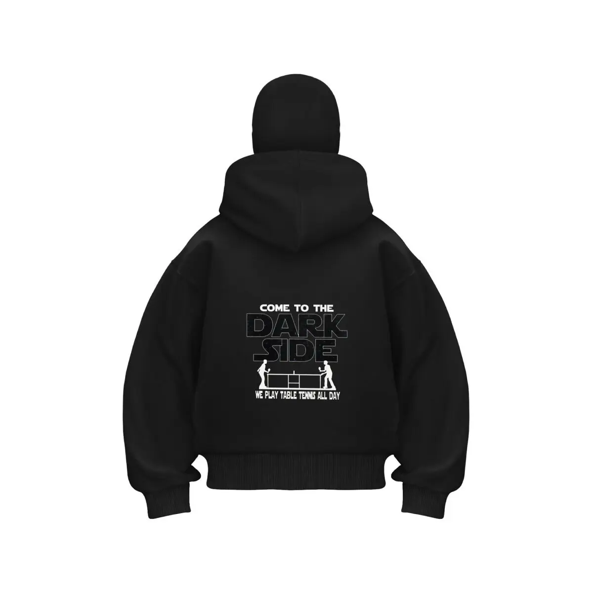 Come To The Dark Side We Play Table Tennis All Day design Double Hood Balaclava Men Zip Hoodie Winter Warm