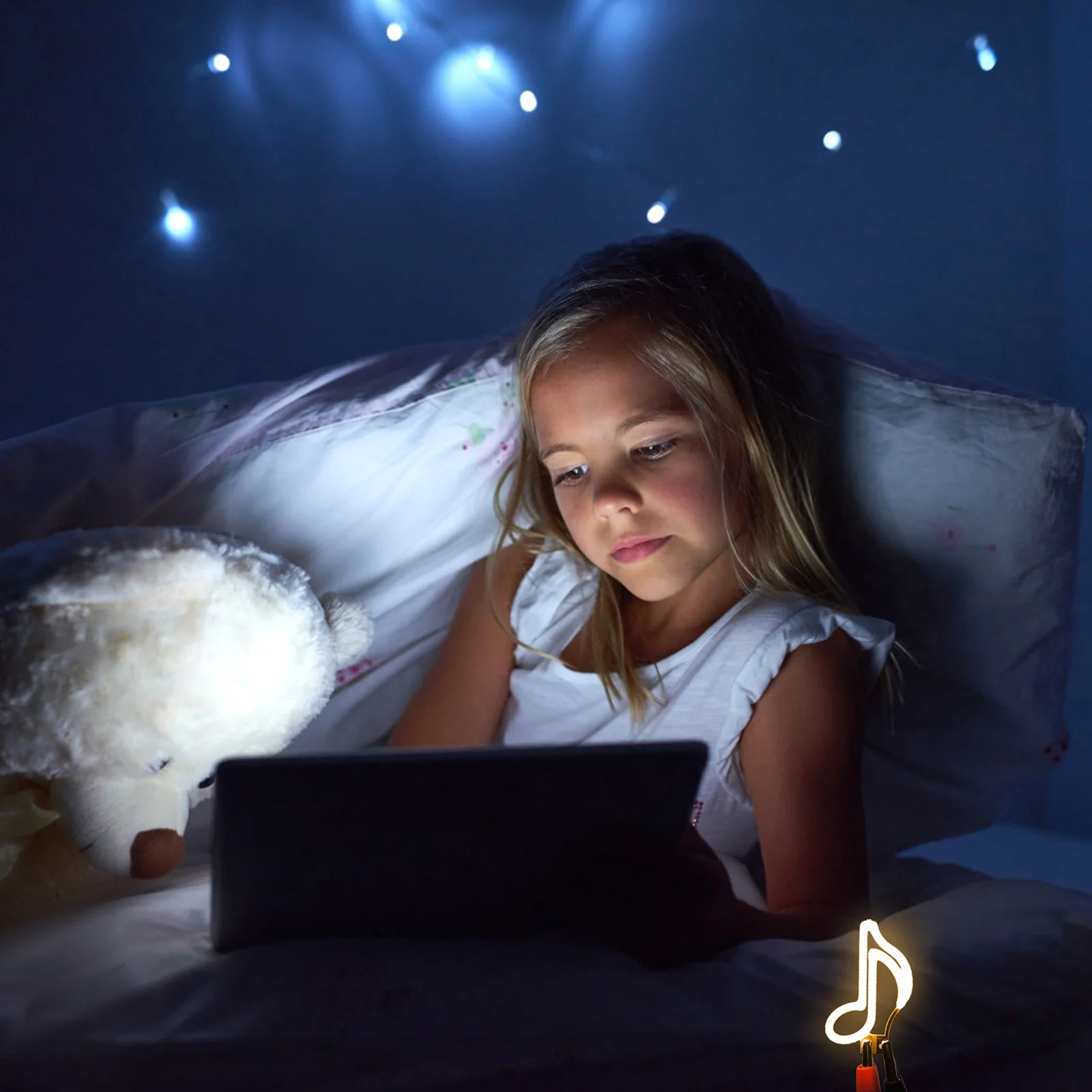 ملاحظة الموسيقى LED مصباح بفتيل تصميم كرتوني فريد من نوعه جو رومانسي دافئ الجهد المنخفض ضوء آمن متعدد الاستخدامات