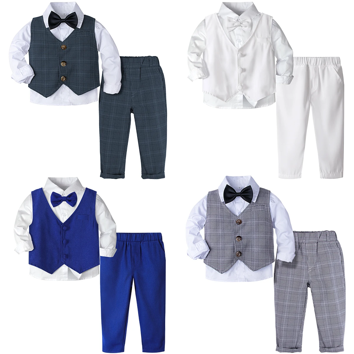 Baby Suits for Boys Toddler Gentleman Wedding Formal Ring Bearer Outfit Infant Tuxedo Set Kids Birthday Party Gift Clothes