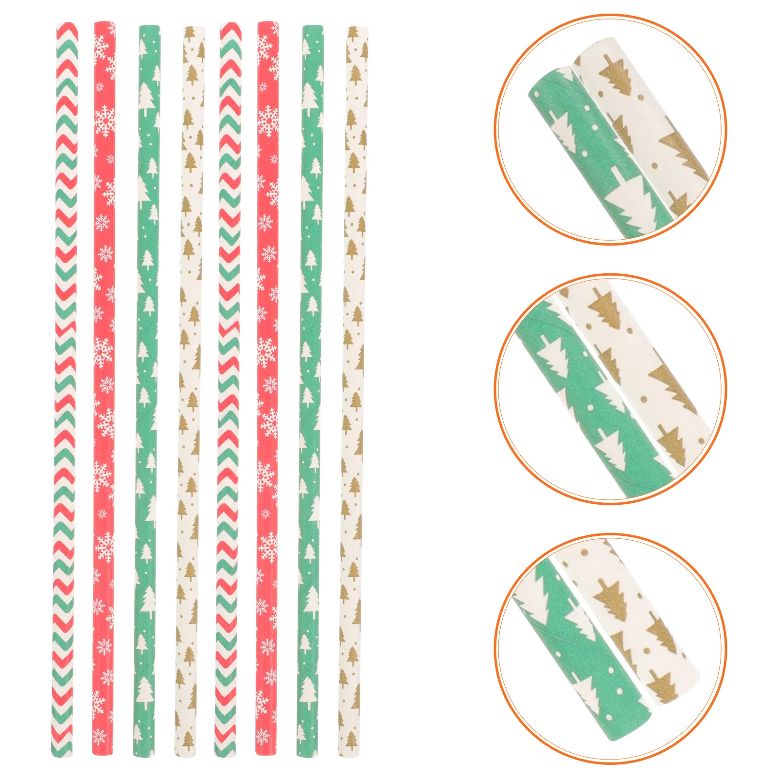 200Pcs Christmas Tree Snowflake Paper Straws Party Supplies Xmas Drinking Straws Festival Straw Party Supplies