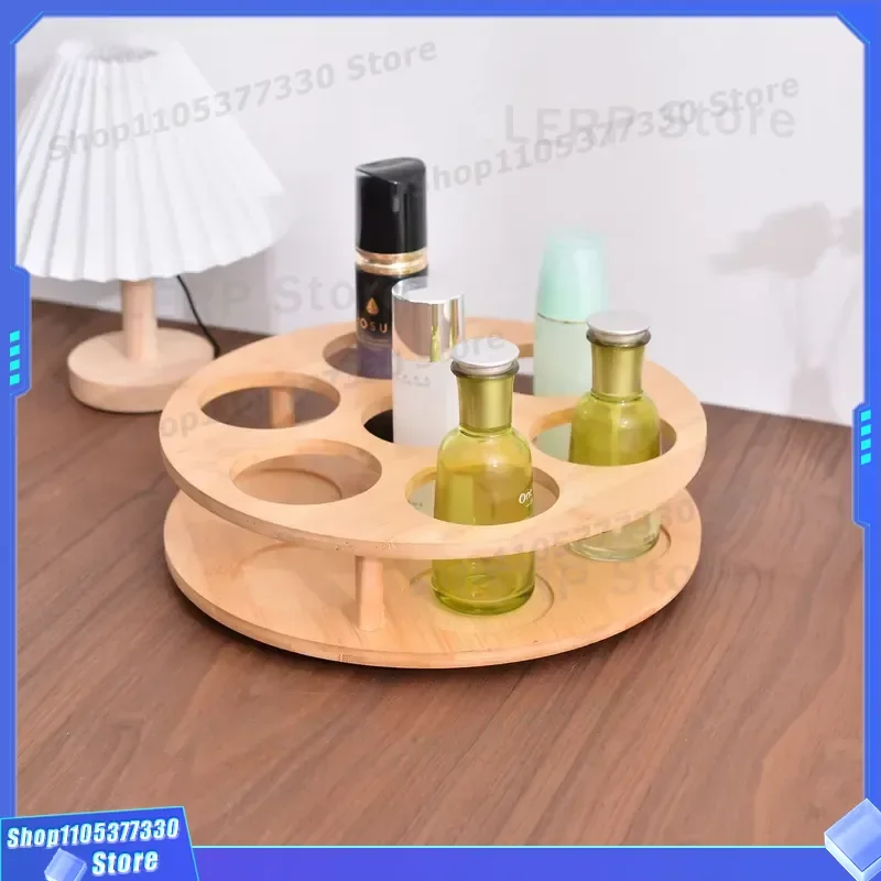 Creative Wooden Rotating Seasoning Rack Kitchen Turntable Storage Organizer Lazy Spice Holder Stand for Countertop Cabinet