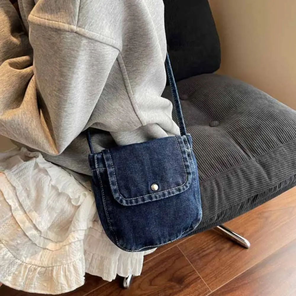 

Y2K Denim Canvas Bag Street Style Shopping Bag Vintage Handbag Large Capacity Solid Color Solid Crossbody Bag Streetwear