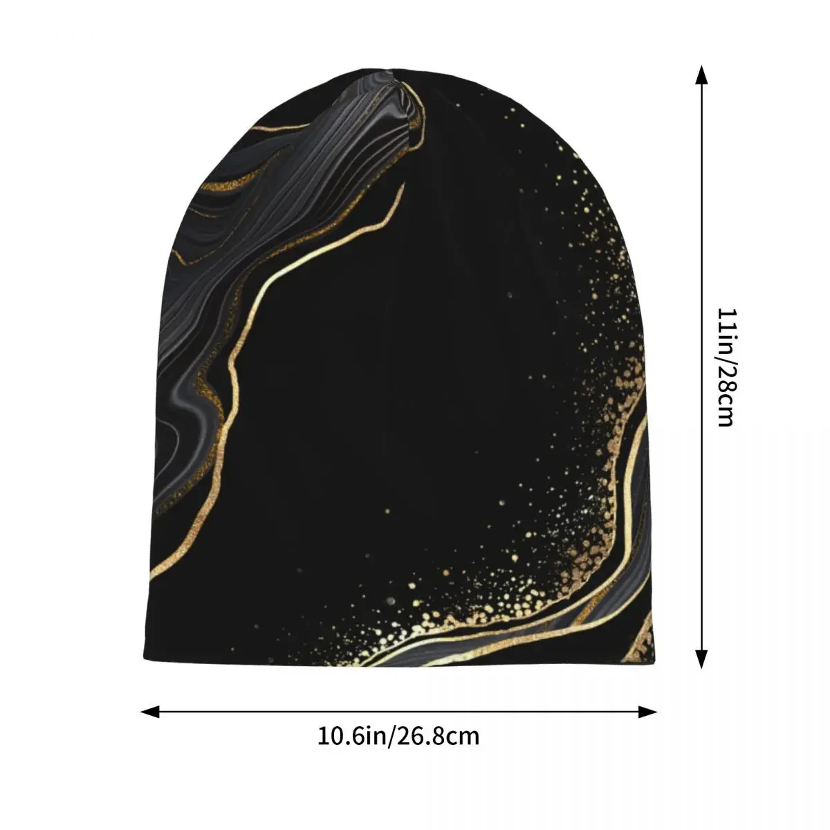 블랙 골드 소용돌이 대리석 스컬리 비니 모자, 추상화 화강암 아트 고스, 남성 여성 스키 모자, 따뜻한 열 탄성 보넷 니트 모자