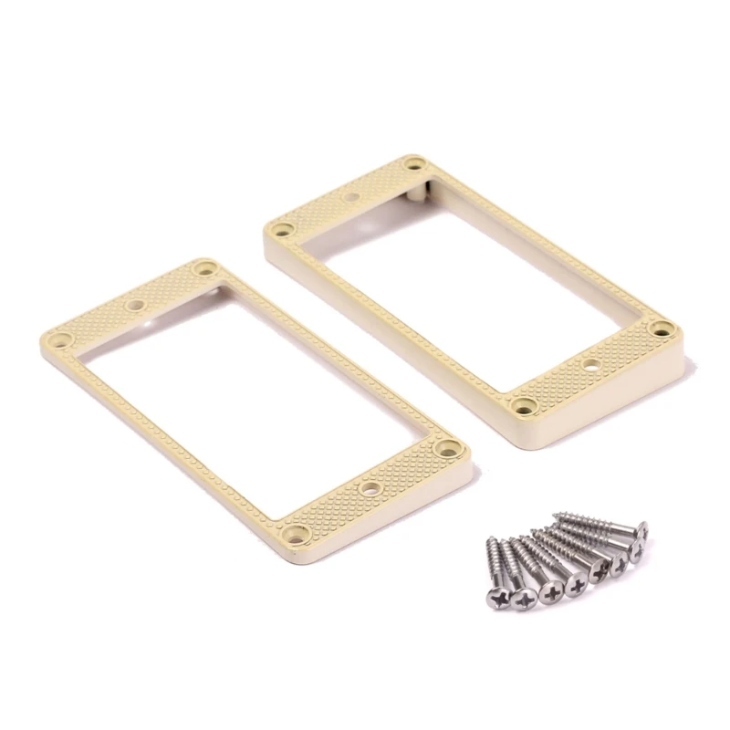 2x Gitarre Bridge Neck Pickups Abdeckung Rahmen Ersatz Flache Zinklegierung Humbucker Pickup Montagering für E-gitarre