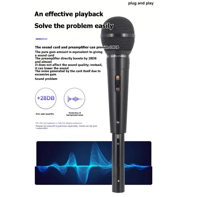 A99I-For DJ Party 48V Dynamic Microphone Amplifier For Live Streaming And Karaoke Black