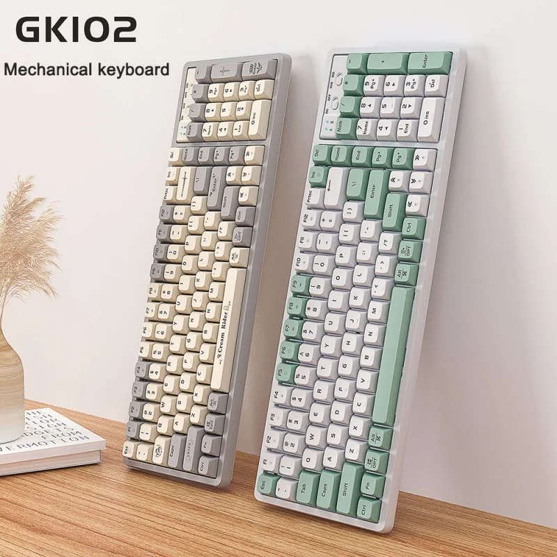 Gk102 Mechanical Keyboard RGB Lighting Effect Bluetooth Wireless Keyboard Hot-Swappable Wired Gaming Keyboard Teclado Gamer