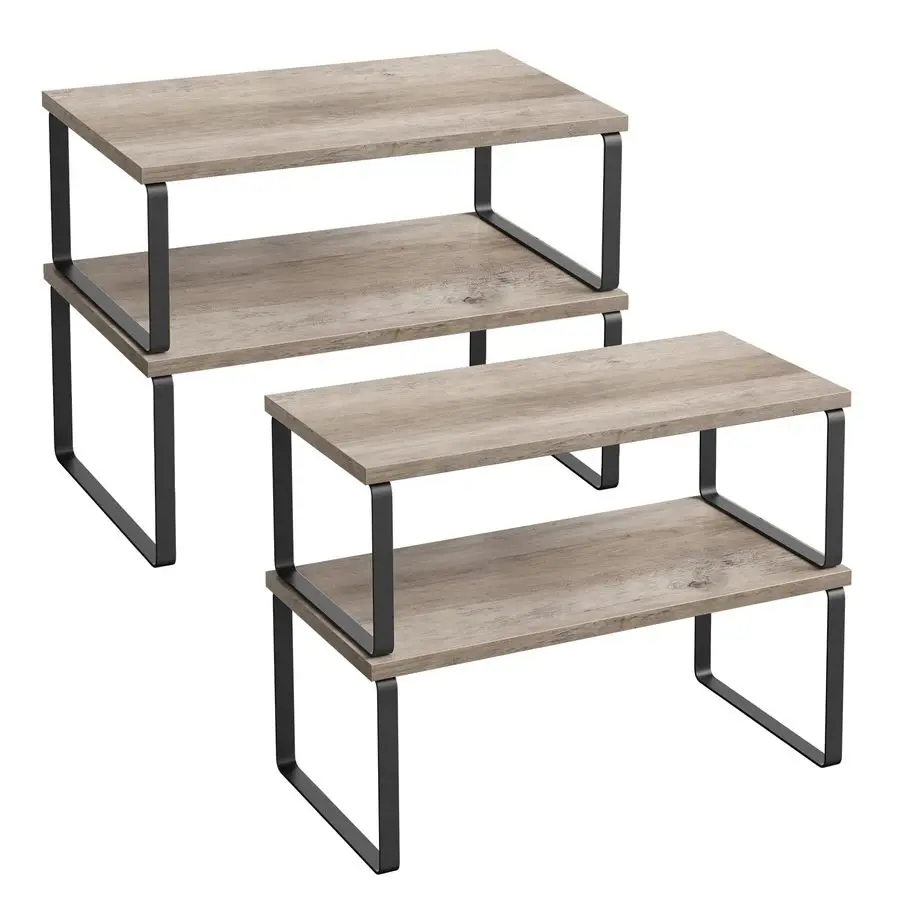 

Набор из 4-х полок-органайзеров для кухонного шкафа, полки для кухонной столешницы, хранение на кухне, подставка для специй, штабелируемые, расширяемые, металлические и из инженерного пластика