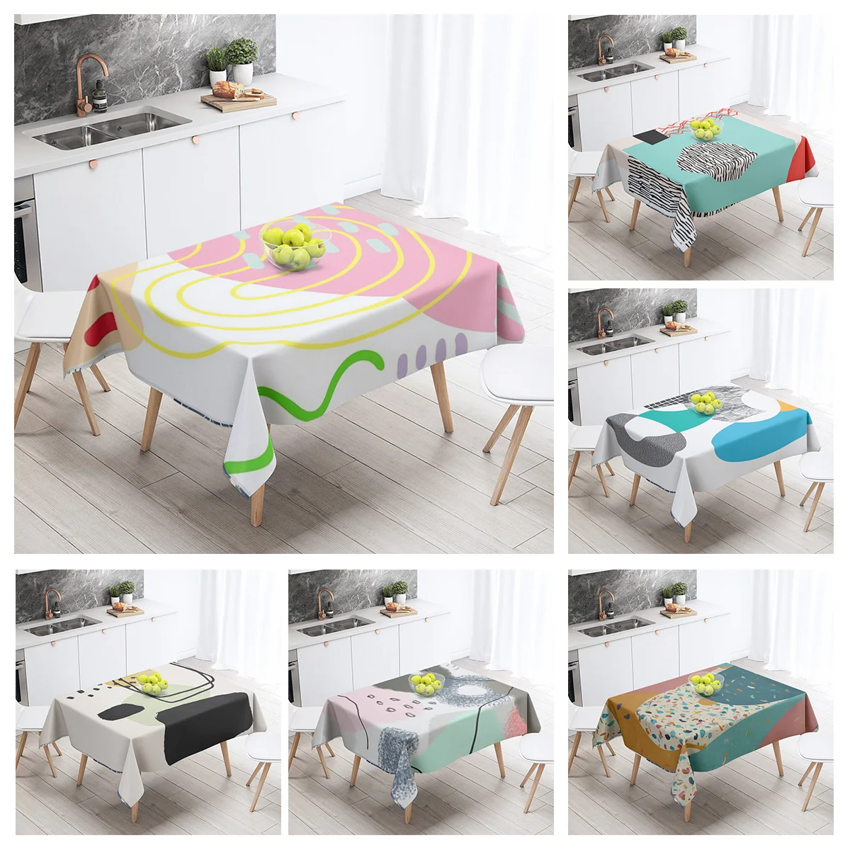 مجردة هندسية مفرش المائدة مقاوم للماء مقاومة للبقع الطرف الديكور مطعم مقهى طاولة طعام مفارش المائدة 140X200cm