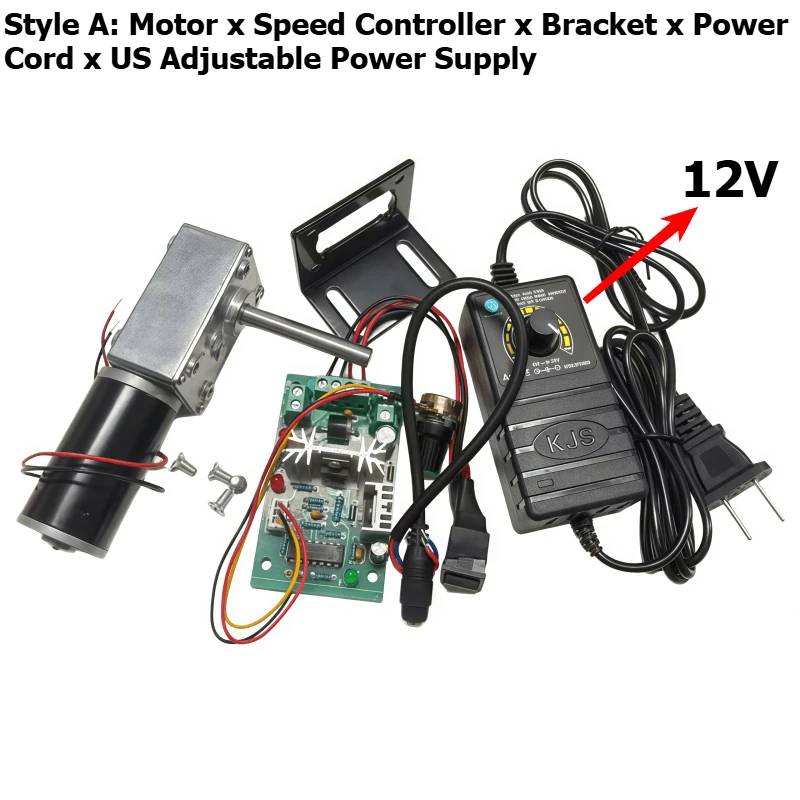 5840-31ZY Long shaft worm gear worm large torque motor 12V 24V with speed regulator, bracket, adjustable power supply