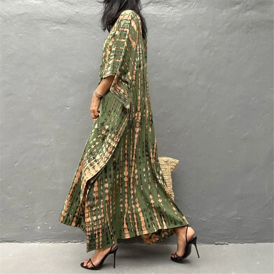 30 Farben, V-Ausschnitt, bedrucktes, farbenfrohes Batik-Tunika-Strandkleid, Strandkleid, Strandmode, Damen, V4477 – Detail 33
